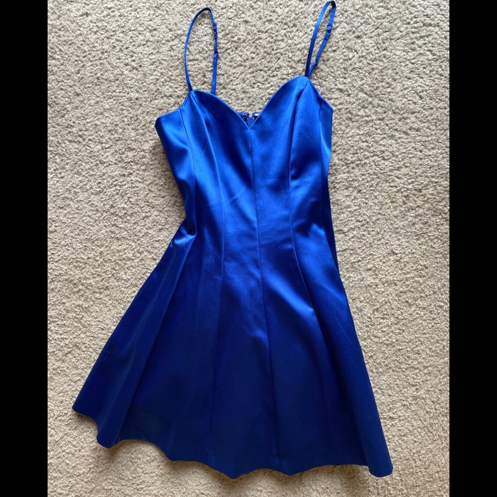 Royal Blue Spaghetti Strap, Tulle Skirt Dress.